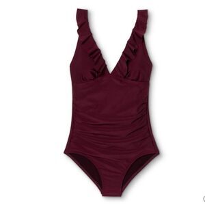 Kona Sol Small Ruffle Over the shoulder One Piece Swimsuit